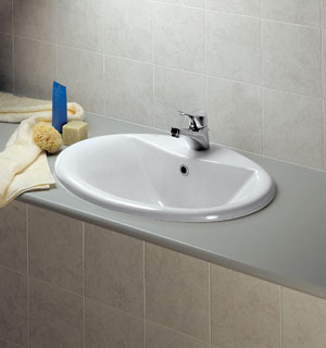 Self-Rimming countertop lavatory-Diagonal