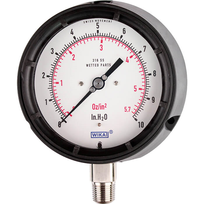 Capsule pressure gauge, copper alloy, or stainless steel