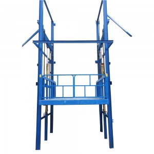 Hydraulic guide rail goods lift for warehouse